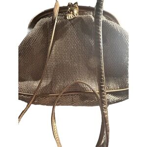 Vintage Stuart Weitzman Gold‎ Woven Shoulder Bag Satchel Purse Made in Spain EUC